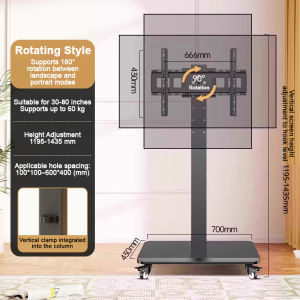 Nearra 32-80" TV Stand 90° Rotate TV Rack Horizontal/Vertical Rotation TV Stand Screen Movable Rack