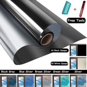 WEFILM Tinted Film for Windows Home One Way Mirror Window Tinted Film Daytime Privacy Heat Control Anti UV Window Film Sticker Tinted for Home and Office