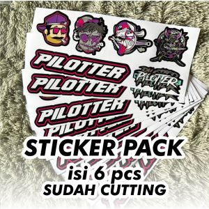Stiker Pilotter - Sticker Racing Distro Logo Brand Aesthetic Print Cut Tinggal Tempel Plus Laminasi Anti Gores