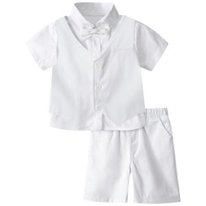Formal Attire for Kids Boys Baptismal Outfit for Baby Boy Wedding Ring Bearer Dress Toddler Birthday Photography Clothes Toddler White Christening Suits Children School Uniform