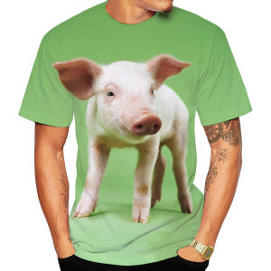 [Local Stock] VCC Popular 3D Art Design of Cute Pigs in Summer Youthful Fashion Personality Cute Popular T-shirt