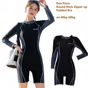 M-XXL Plus Size Swimsuit for Women Skirt Swimming Attire Black White Rash Guard Zipper One Piece Beach Wear