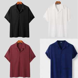Kemeja Katun Rayon Polos Lengan Pendek Premium Pria Wanita Short Shirt