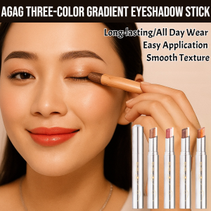 AGAG Three-Color Gradient Eyeshadow Stick Waterproof Sweatproof Lazy Girl Easy Application Matte Finish For All Skin Types