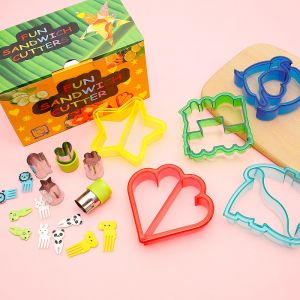 Mi.more 20Pcs Cetakan Sandwich Set Cetakan Pemotong Sayuran Sandwich Cutters Mould Food Toast Bread Baking Mold Fruit Cutter Fruit Forks Cookie Cutters Kitchen Accessories