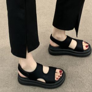[Free Shipping] WomenS Platform Sandals 2025 New Summer Style Perfect With Dresses Trendy Beach Sandals Black Roman Sandals With A Height-Increasing Design
