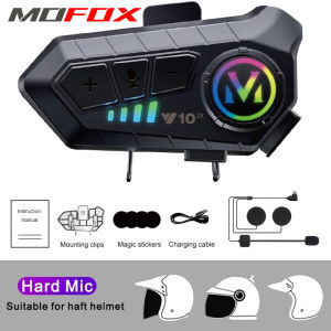 MOFOX Y10-2X Motorcycle Intercom Helmet Headset 2pcs Bluetooth Wireless Headset Voice Control For 2 Rider Motorcycle Headset Rider Headset Helmet Freedconn intercom For Motorcycle