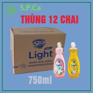 Combo 12 chai nước rửa chén bát S.P.Ca Light 750ml tạo bọt khử mùi tanh nhanh chóng - SPCa000075