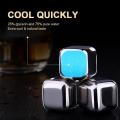 Stainless Steel Ice Cubes Reusable Ice Cubes with Tongs Stopper Quick Frozen Chilling Stone Cooler. 