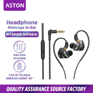 【ASTON】Headset Gaming Wired In Ear 3.5 mm Bass Noise Cancelling dengan Mic Sport Earphone