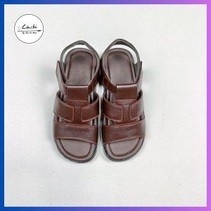 Sandal nam da bò  dép quai hậu nam dép quai hậu đế cao 3.5 cm  màu nâu đen
