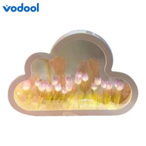 VODOOL Decorative Night Light Cloud Tulip DIY Craft Set Mirror Flower Lamp for Bedroom and Living Room