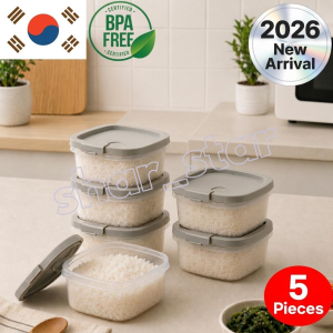 Jipbapmaru Rice Container 350ml Stone Grey 5 Pack Microwave Freezer Safe BPA Free Meal Prep