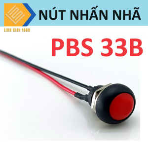 [ 2 CÁI ] PBS 33B nút nhấn nhã màu đỏ có dây 12mm chống nước
