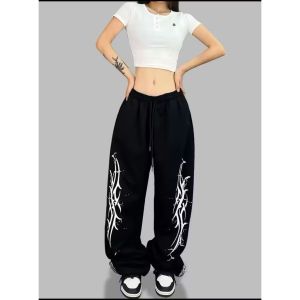 Zertico - Celana Baggy Rock Girls Hitam Celana Kulot Celana Panjang Wanita Tali Serut