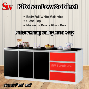 Kitchen Low Cabinet With Glass Door And Glass Top