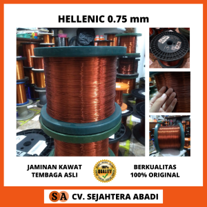 JAMINAN KAWAT TEMBAGA ASLI MERK HELLENIC Ukuran Tebal Kawat 0.75 075 mm 0.75mm 075mm Dijual per 100gr 100 Gram 1 Ons Dipakai Buat Gulung Dinamo Trafo Tamiya Generato Spull