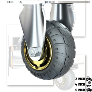 RODA TROLY ROLY RUBBER HITAM DOUBLE BEARING HEAVY DUTY 3 INCH 4 INCH 5 INCH