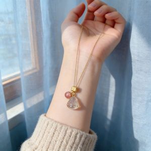 Exquisite three-dimensional translucent Buddha pendant necklace light luxury light color series niche design fortune-bringing and good luck clavicle jewelry