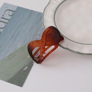 FELICE🔥 Korean 8-shaped Frosted Hair Clip Hair Claw Summer Hairpin Frosted Grip Versatile Clip Elegant Temperament Ponytail Clip Simple Coffee Shark Clip For Women Girl Hair Accesories