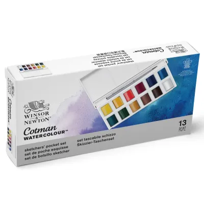 Winsor&Newton สีน้ำ ชุดสีน้ำก้อนคอทแมน 12 สี HALF PAN #0390640 จำนวน 1 ชุด