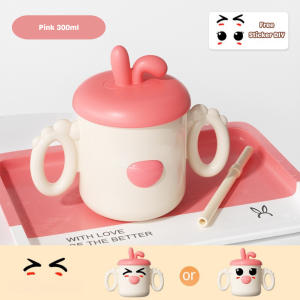 Momosee 4in1 Gelas Minum Sedotan Anak Training Straw Cup Gelas Minum Anak Stainless BPA Free CJ29