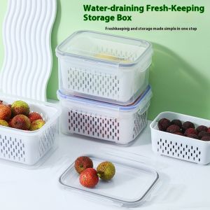 Nhật bản-phong cách double-Layer thoát Giỏ hộp lưu trữ thực phẩm cho tủ lạnh và lò vi sóng