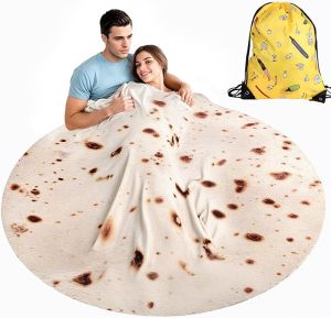 Pizza Blanket for Kids Food Throw Blanket 60" Novelty Round Blanket for Couch Bed Warm Soft Tortilla Blanket Funny Present