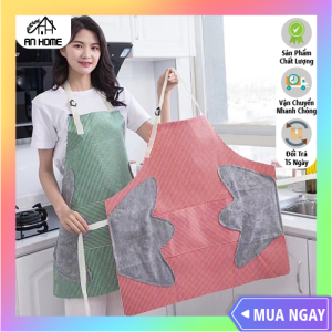 Tạp Dề Nấu Ăn Kẻ Hoa Có Khăn Lau Tiện Lợi ANHOME Tạp Dề Nấu Ăn Có Khăn Lau Tay Chống Thấm Nước