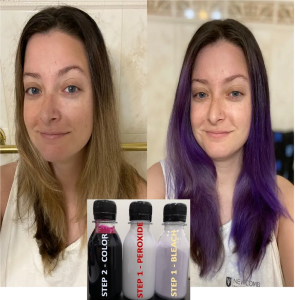 (FREE bleach set) Direct Violet Hair Color Kit (10minutes )100ml+Free Bleach&Peroxide(100ml) purple hair green dye rambut ungu hair dye permanent dye Muslim friendly