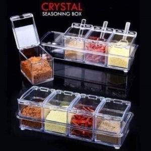 【Hania】Clear Seasoning Rack Spice Pot - 4 Pieces Seasoning Box Storage Container Seasoning Jar for Kitchen Utensils