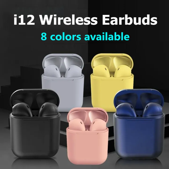 TWS i12 Matte Finish Wireless Bluetooth 5.0 Earphone Earbuds Inpods 12 Touch Control Stereo Bass Headset Headphone for Smart Phone Macaron Multi color Colors Earphones Lazada PH