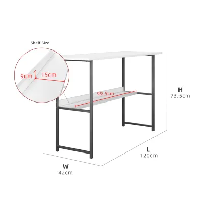 KitchenZ 4FT/2.6FT Writing Table / Study Table + Storage Shelf w/ Anti-scratch Powder Coating Metal Leg-WT-BS4212/FY12060