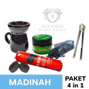 paket lengkap bukhur Nusantara Aroma gahru dupa wangi madinah prapen kramik plus areng magic