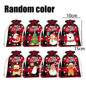 🎄Ready Stock🎄20Pcs Christmas Burlap Drawstring Bags Candy Biscuits Jewelry Gift Pouchs Wrapping Xmas Kids Favors Storage Bags