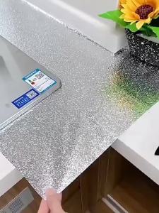 Waterproof Oil Proof Aluminium Foil Wallpaper Kitchen High Temperature Resistant Stickers