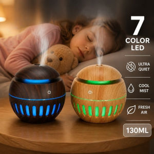 Mini Humidifier Essential Oil Diffuser 130ML USB Wood Grain LED Aroma Air Purifier Home Office