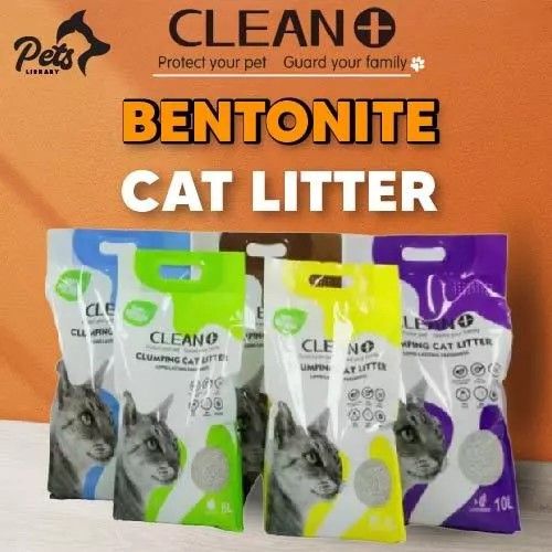 Clean+ Clean Plus Bentonite Clumping Cat Litter 10L 7KG - Pasir Kuching ...
