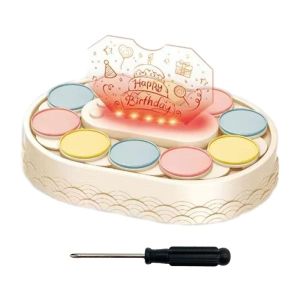 DOOUR Lights Automatic Rotating Cake Machine Music Macarons Cupcakes Holder Creative Dessert Display Turntable Rack Birthday Party Decoration
