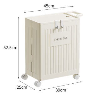 JustLiving Versatile Sports Equipment Organizer Household Cream-Style Gap Trolley Yoga Mat Storage with Wheels Home Foldable Gym Storage Rack Laundry Room Dirty Laundry Storage Cart with Lid