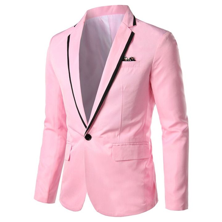 Spring Autumn New Men Blazer Fashion Slim Casual Blazer For Men Pink ...