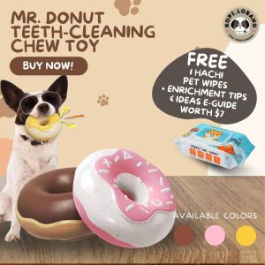 ✅[SG] MR. DONUT TEETH-CLEANING CHEW TOY ★ FREE Enrichment Tips & Ideas e-Guide Worth $7 ★ Pet Enrichment ★ SG Stock ★ Kopi Lobang