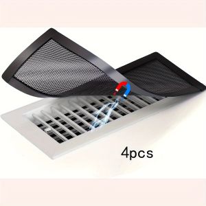 4pcs Magnetic Vent Covers for Home Use - 10.16x25.4 cm PVC Mesh Grille Dust & Debris Prevention Pest Control Ideal for Ceiling & Floor Vents