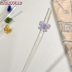 JCSYFAC 1 ống hút thủy tinh 8mm ống hút uống có thể tái sử dụng ống hút chịu nhiệt hình bướm dễ thương cho lễ hội tiệc cưới Cocktail Bar bãi biển