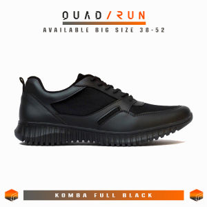 Sepatu Sneakers Pria Jumbo Big Size 45 46 47 Sporty Casual Hitam Ringan Berpori Komba QUADRUN