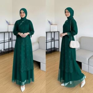 COD Dress Terbaru Mahira Dress Velvet apk Tille Brokat Dress Lebaran Gamis Termurah Dress Kondangan