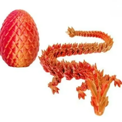 3D Printed Crystal Dragon Egg with Poseable Dragon Inside Full Joint Articulation Colorful Fantasy Collectible Desktop Decor Gift for Kids Adults