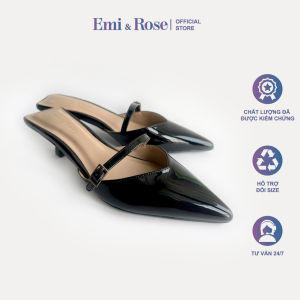 Giày mũi nhọn nữ 5cm màu đen Emi & Rose - IRIS MULES black