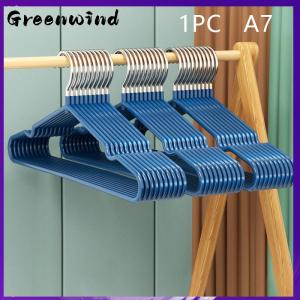 【Greenwind】 Clothes Hanger Hanger With Grooves For Airing Children Adult Metal Simple Thick Non-slip Dip Plastic Coat Hanger Blue Green