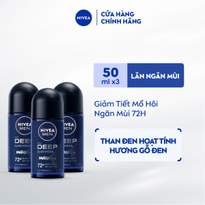 Combo 3 Lăn Khử Mùi Nam NIVEA MEN 50ml Ngăn Mồ Hôi & Mùi Cơ Thể 48H-73H - Deep Darkwood/Extreme/Espresso/Black&White
